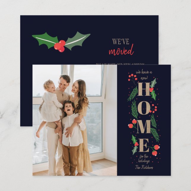 Budget New Home for Holidays Photo Moving Card (Front/Back)