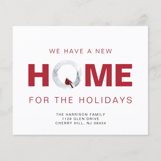 Budget New Home Red Cardinal Holiday Announcement (Front)