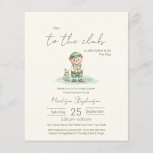 Budget New to the Club Golfing Bear Baby Shower 