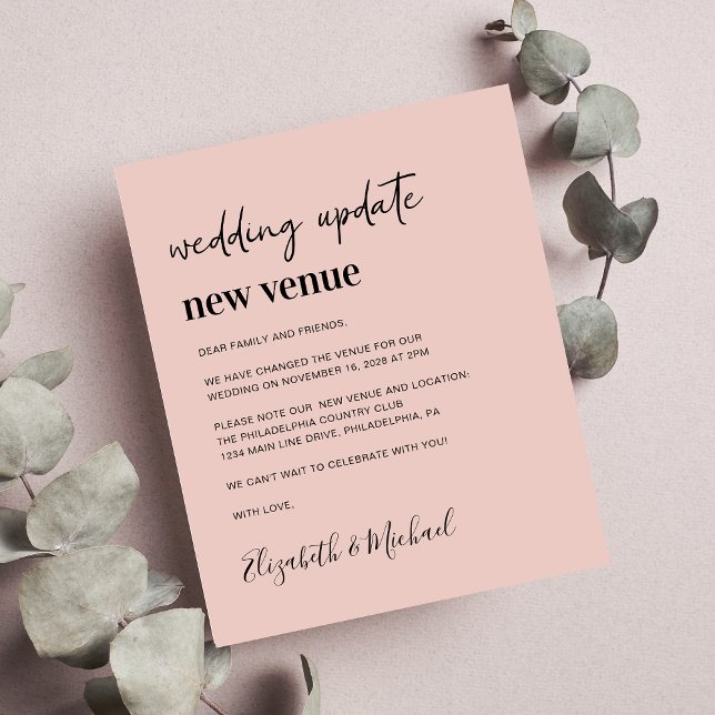 Budget New Wedding Venue Blush Pink Announcement (Creator Uploaded)