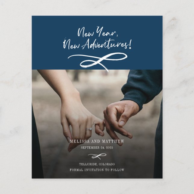 Budget New Year New Adventures Photo Save The Date (Front)