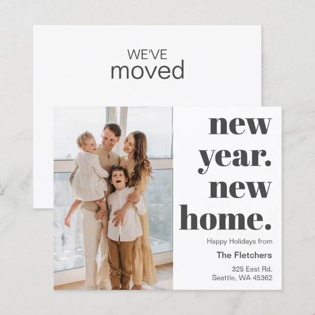 Budget New Year New Home Moving Photo Holiday Card (Front/Back)