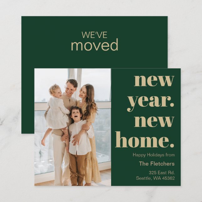 Budget New Year New Home Moving Photo Holiday Card (Front/Back)