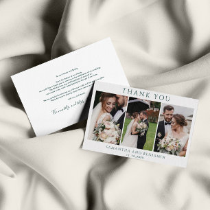 Budget Newlyweds 3 Photo Wedding Thank You Card