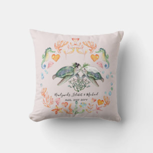 BUDGET Newlyweds Wedding Gifts Custom SEA TURTLES Cushion