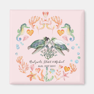 BUDGET Newlyweds Wedding Gifts Custom SEA TURTLES Magnet