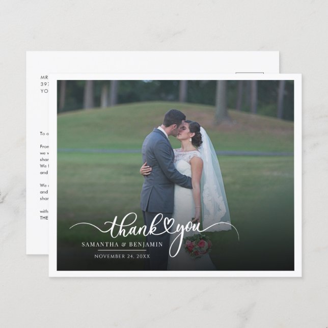 Budget Newlyweds Wedding Photo Thank You Card (Front/Back)