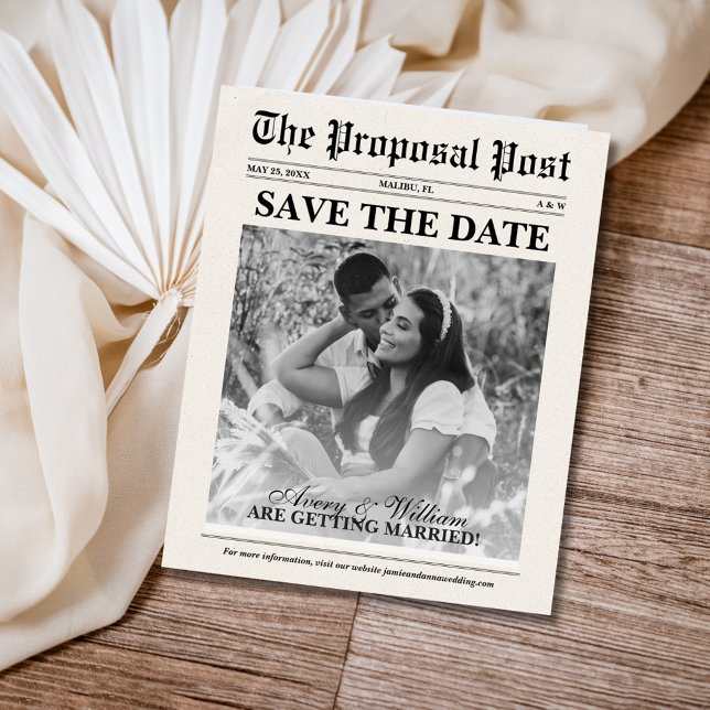 Budget Newspaper Photo Wedding Save The Date Flyer (Creator Uploaded)
