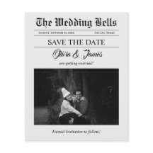 Budget Newspaper Wedding Photo Save the Date