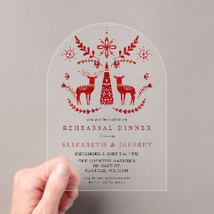 Budget Nordic Buck and Doe Rehearsal Dinner Acrylic Invitations