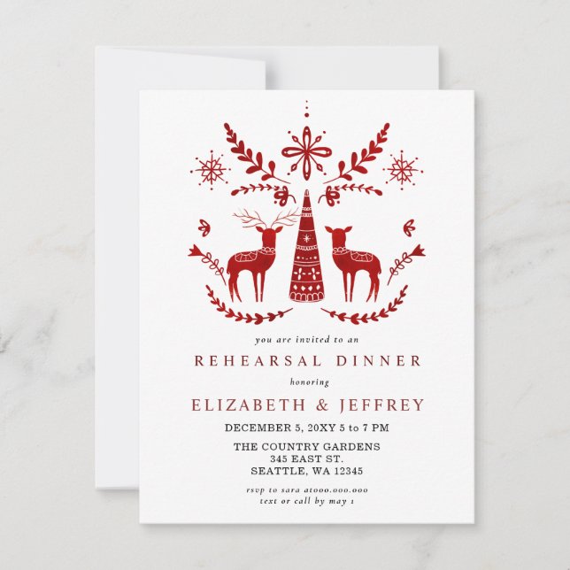 Budget Nordic Buck and Doe Rehearsal Dinner Invitation (Front)