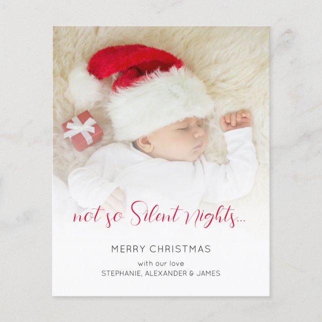 BUDGET Not So Silent Nights Baby Photo Card (Front)