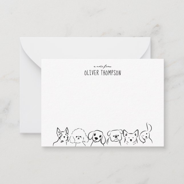 BUDGET Note From Cute Dog Animal Sketch Note Card (Front)