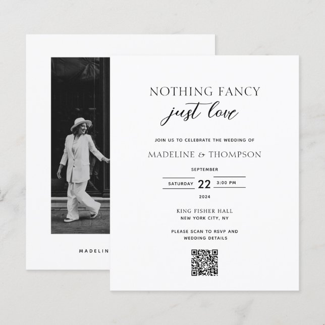 BUDGET Nothing Fancy Just Love Qr Code Wedding (Front/Back)