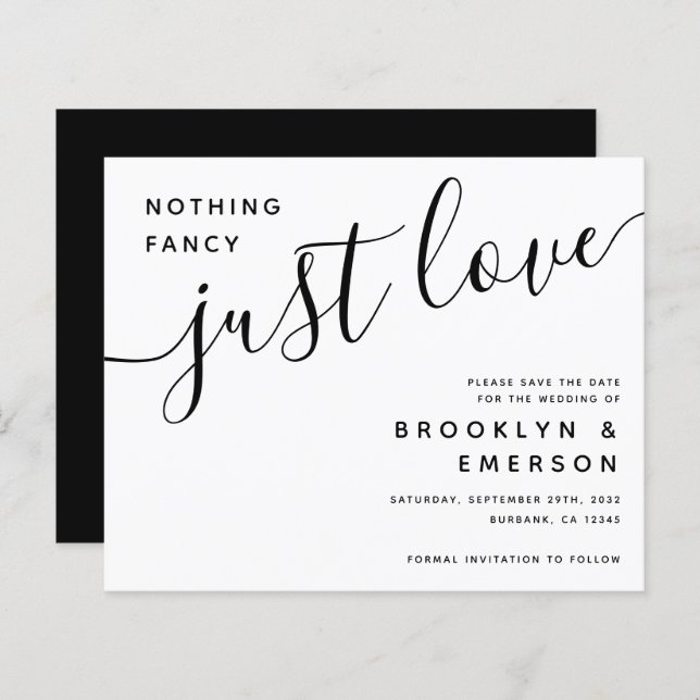 Budget Nothing Fancy Just Love Save the Date (Front/Back)