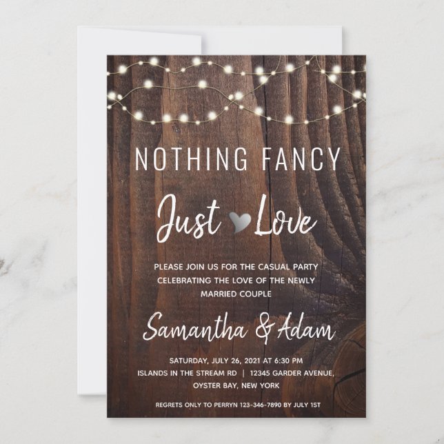 Budget Nothing Fancy Just Love String Lights Invitation (Front)