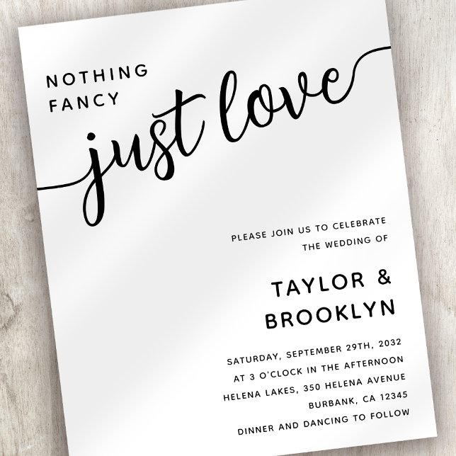 Budget Nothing Fancy Just Love Wedding Invitation (Creator Uploaded)