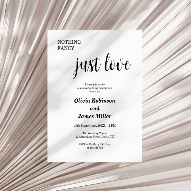 Budget Nothing Fancy Just Love Wedding Invitation  (Budget Nothing Fancy Just Love Casual Wedding Invitation     )