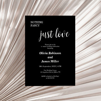Budget Nothing Fancy Just Love Wedding Invitation 