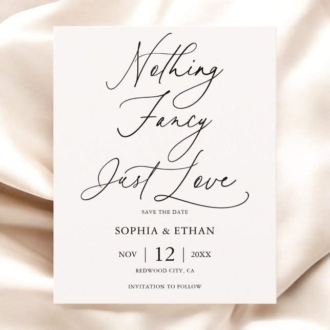 Budget Nothing Fancy Script Wedding Save The Date Flyer (Creator Uploaded)
