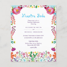 BUDGET Nuestra Boda Folk Flowers Wedding Invite