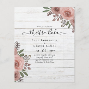 Budget Nuestra BODA Invitations Burgundy Floral Flyer