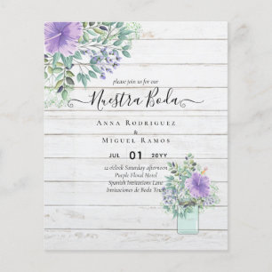 Budget Nuestra Boda Purple Floral Invitations Flyer