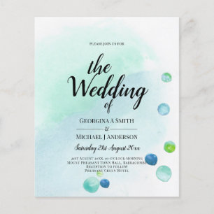 BUDGET Ocean Sea Glass Ombre Teal Blue Wedding INV Flyer