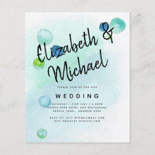 BUDGET Ocean Sea Glass Ombre Teal Blue Wedding INV Flyer