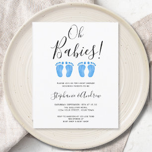Budget Oh Babies Twins Couples Baby Shower Invite