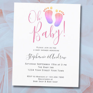 Budget Oh Baby Couples Pink Baby Shower Invitation