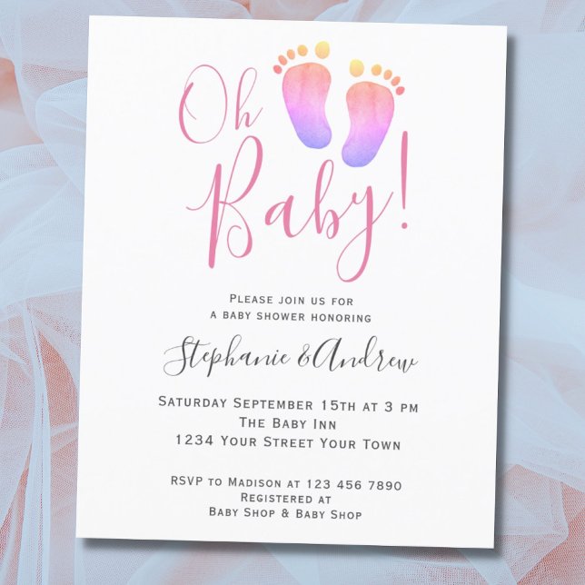 Budget Oh Baby Couples Pink Baby Shower Invitation (Creator Uploaded)