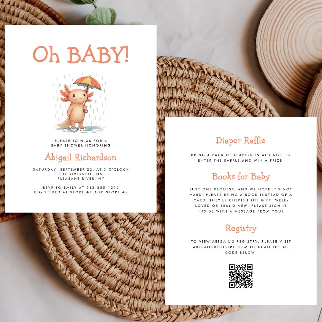 Budget Oh Baby Cute Axolotl QR Code Baby Shower (Creator Uploaded)