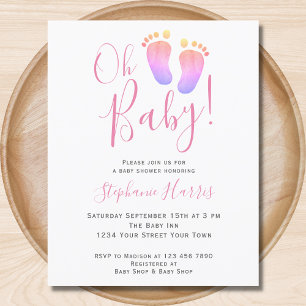 Budget Oh Baby Girl's Baby Shower Invitation