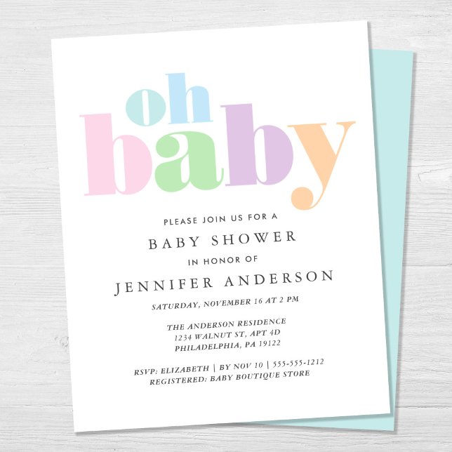 Budget Oh Baby Modern Baby Shower Invitation (Creator Uploaded)