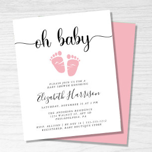 Budget Oh Baby Pink Baby Shower Invitation