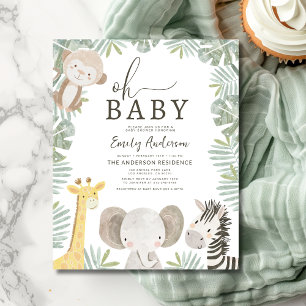 Budget Oh Baby Safari Animal Boy's Baby Shower Flyer