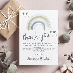 Budget Oh Baby Shower Blue Boho Rainbow Thank You