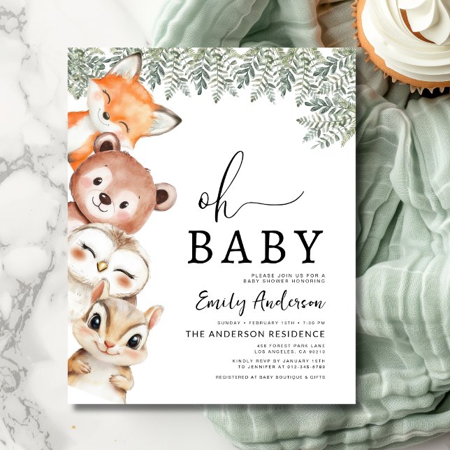 Budget Oh Baby Woodland Animals Baby Shower Flyer (Creator Uploaded)