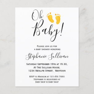 Budget Oh Baby Yellow Feet Baby Shower Invitation