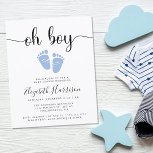 Budget Oh Boy Blue Baby Shower Invitation