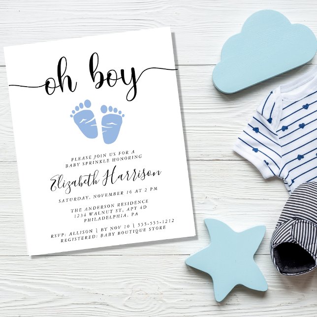 Budget Oh Boy Blue Baby Sprinkle Invitation (Creator Uploaded)