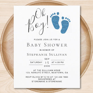Budget Oh Boy Blue Feet Boy's Baby Shower Invite