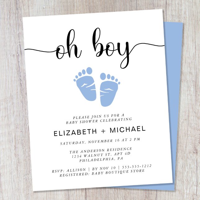 Budget Oh Boy Couples Baby Feet Shower Invitation (Creator Uploaded)