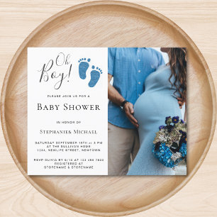 Budget Oh Boy Photo Couples Baby Shower Invite