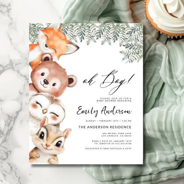 Budget Oh Boy! Woodland Animals Baby Shower Flyer (Creator Uploaded)