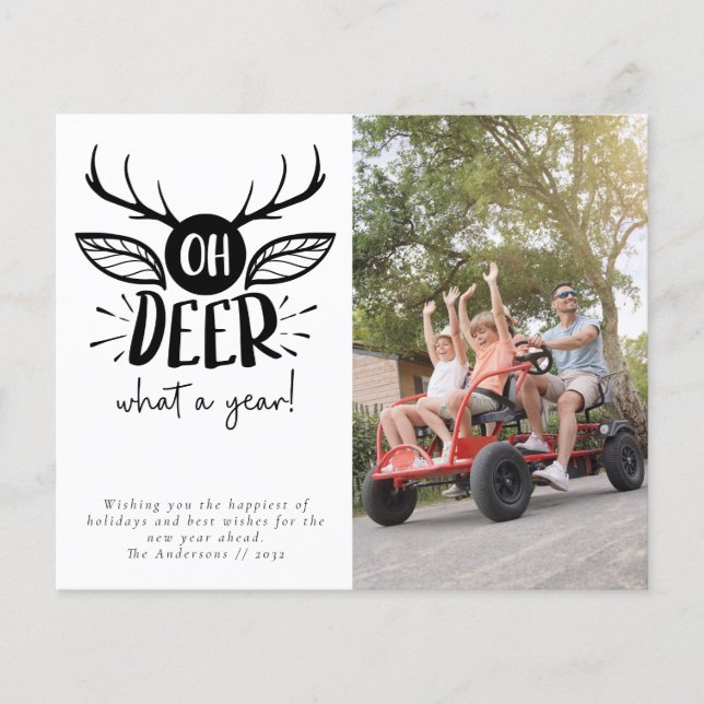Budget Oh Deer What a Year Photo Holiday Card (Front)