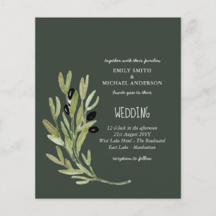 BUDGET OLIVE LEAVES Modern Minimalist Wedding Inv Flyer