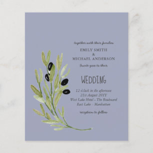 BUDGET OLIVE LEAVES Modern Minimalist Wedding Inv Flyer