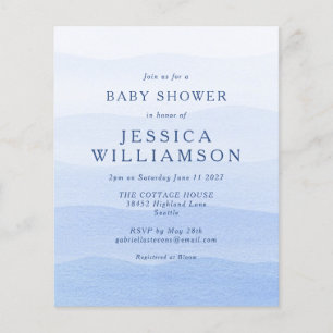 Budget Ombre Dip Dye Blue Baby Shower Invite